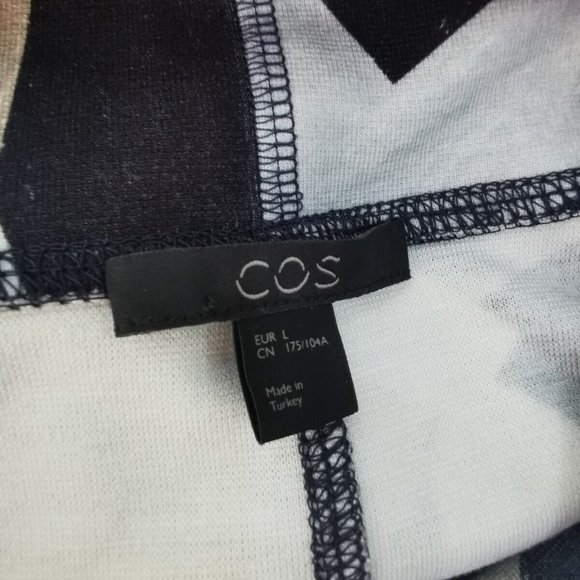 COS Geometric Print Long Sleeve Turtleneck Roll Neck Top Pink Grey Size Large - Picture 5 of 7